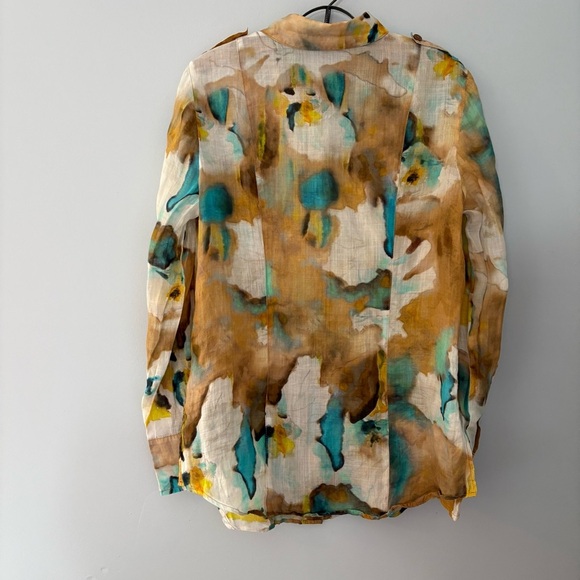 Luisa Cerano Woman’s sz 8 Abstract Rami Blouse - Picture 5 of 7